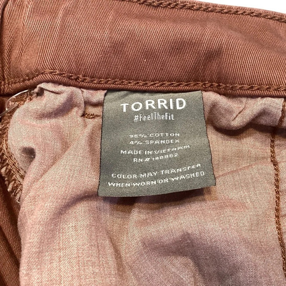 Torrid Pants Women Sz 2X Brown Cargo Straight Leg Pockets Mid-rise Twill Pull On - Picture 10 of 11